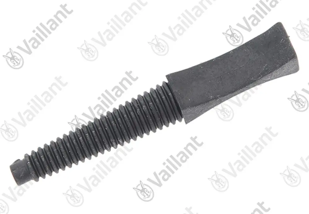 Schwarze Ankerstange von Vaillant mit gerilltem Gewinde und flacher Oberseite. Gezeigt ist das Produkt in einer neutralen Ansicht.
